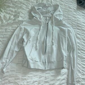 white cropped zip up jacket